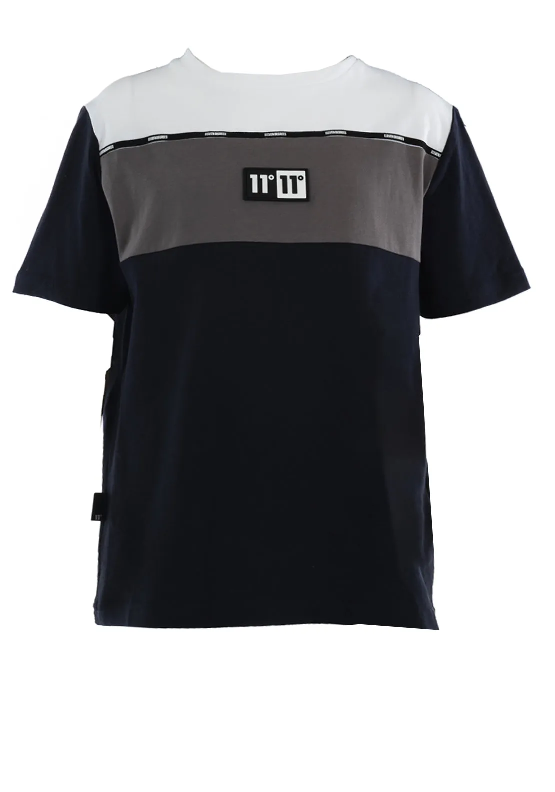 11Degrees Boys Colour Block Short Sleeve Tee, Navy Multi