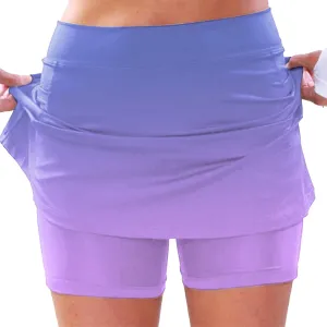 AMDBEL Elastic Yoga Culottes for Women Athletic Skirt Shorts Lightweight High Waist Running Bike Sports Shorts with Pockets