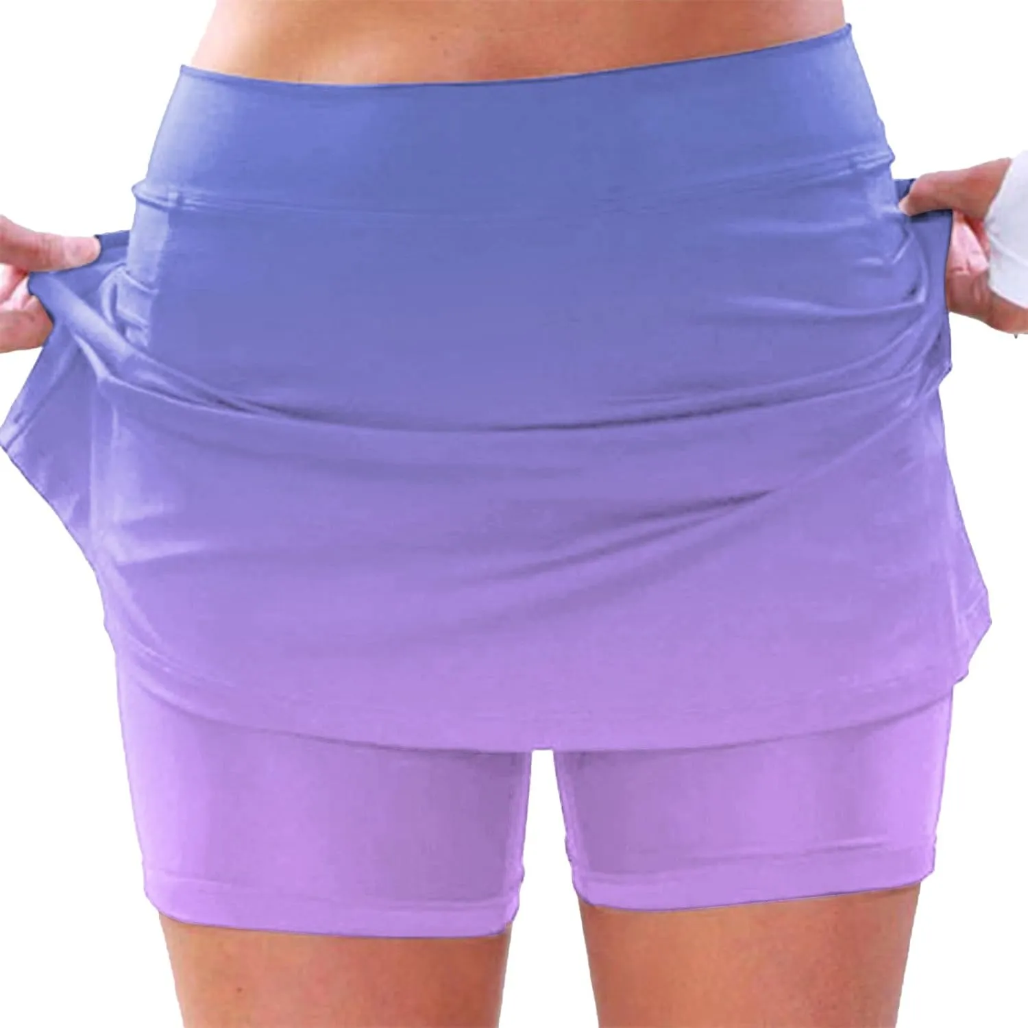 AMDBEL Elastic Yoga Culottes for Women Athletic Skirt Shorts Lightweight High Waist Running Bike Sports Shorts with Pockets