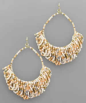 Bead Fan Tassel Oval Earrings