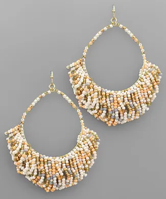 Bead Fan Tassel Oval Earrings