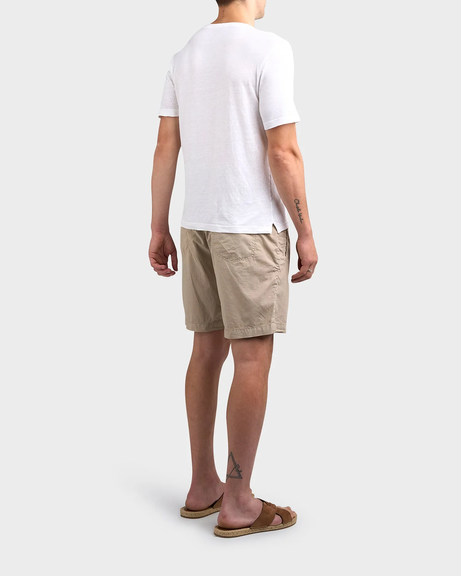 Beige Lightweight Lyocell Cotton Stretch Shorts