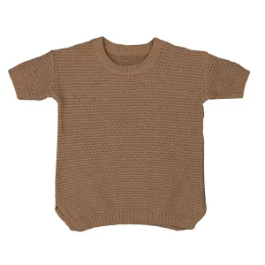 Belati NOUGAT PINEAPPLE TEXTURED SHORT SLEEVE KNIT