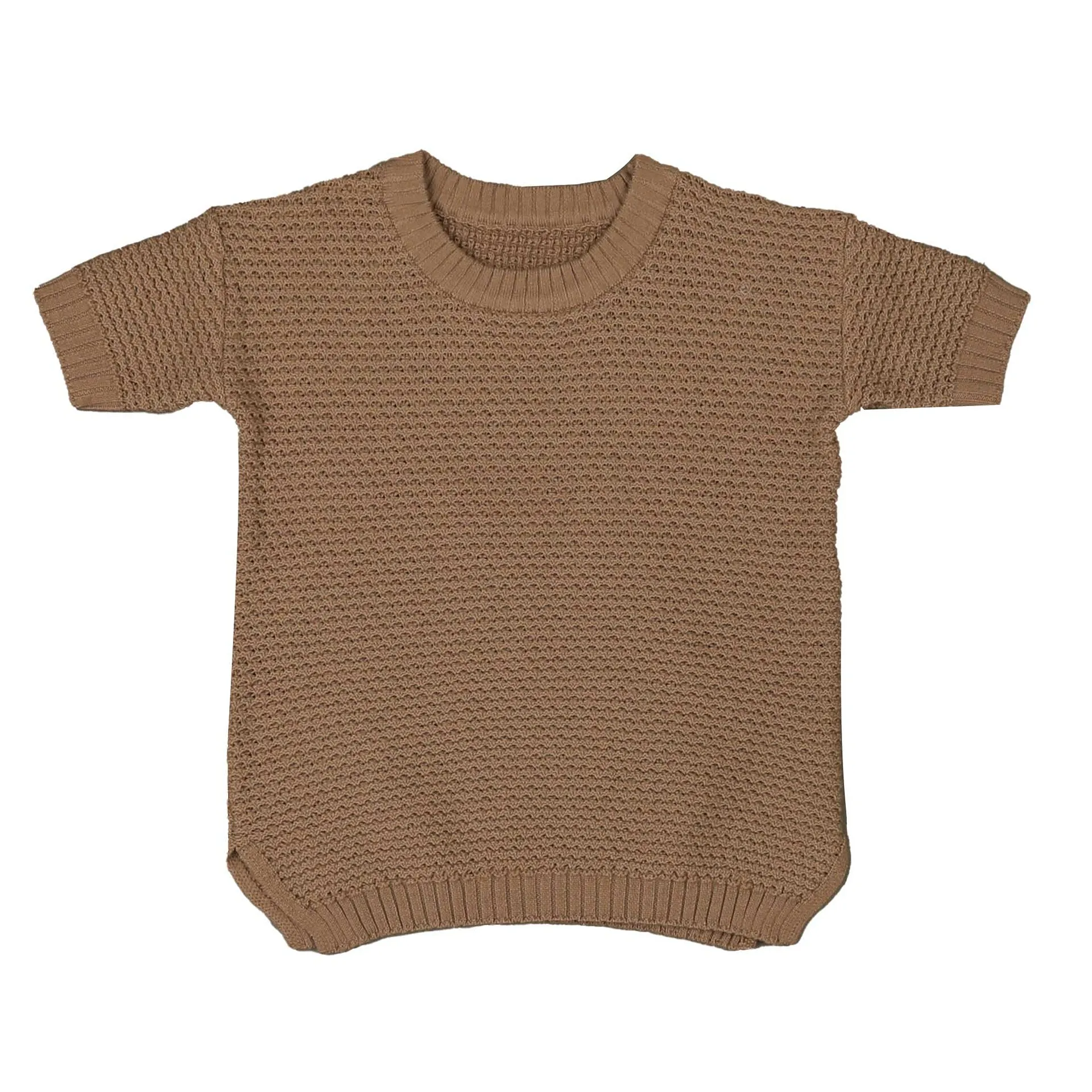 Belati NOUGAT PINEAPPLE TEXTURED SHORT SLEEVE KNIT