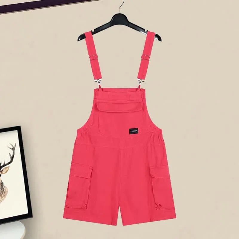 Butterfly Lertter Embroidery Lapel Crop Top Denim Overalls