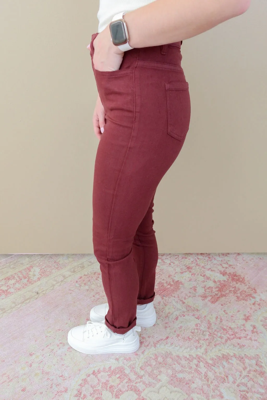 Cabernet Colored Twill Jeans