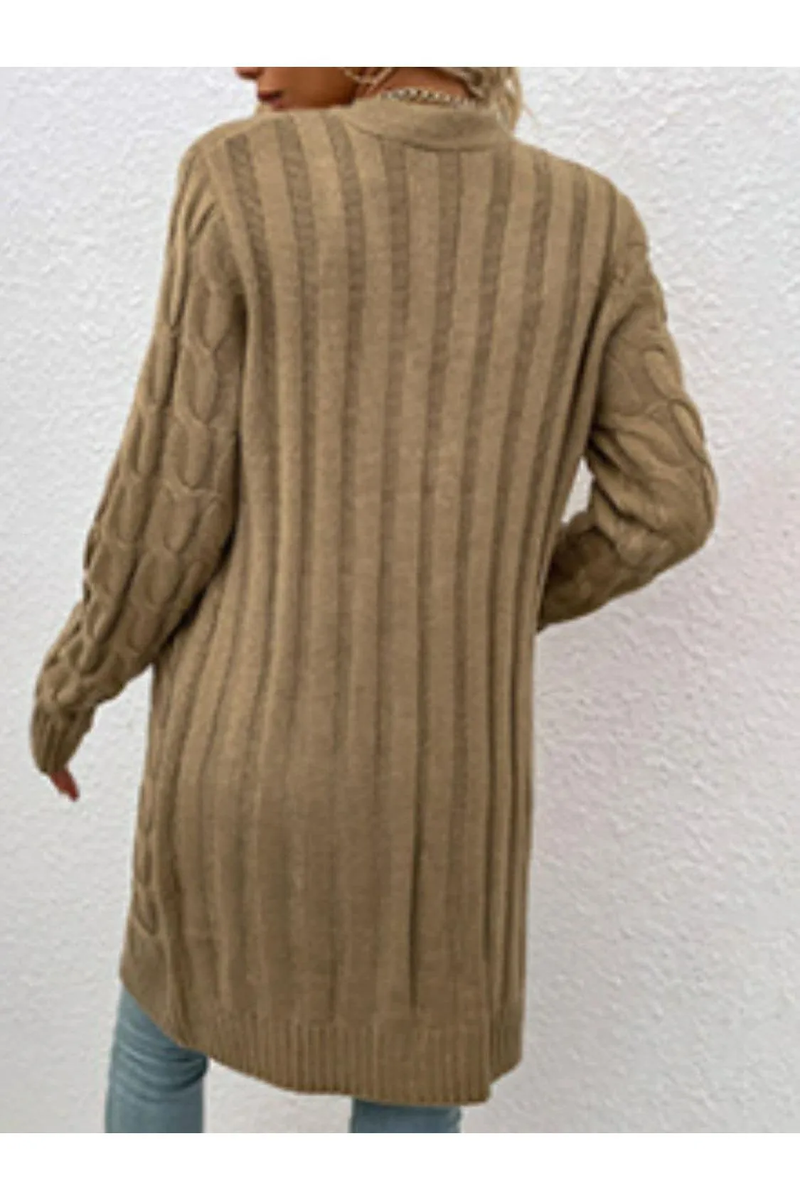 Cable-Knit Button Down Cardigan with Pockets, Multiple Colors