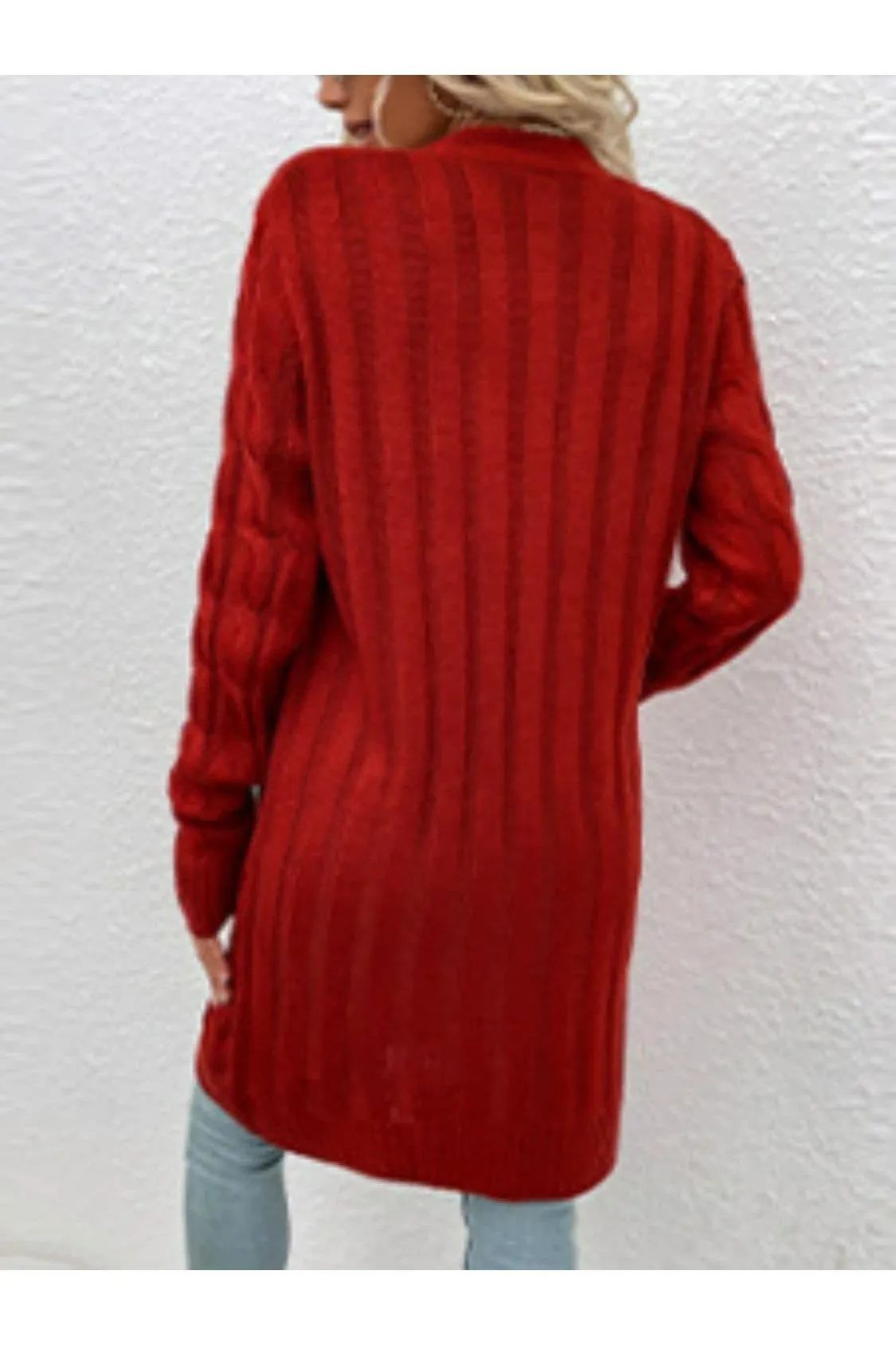 Cable-Knit Button Down Cardigan with Pockets, Multiple Colors