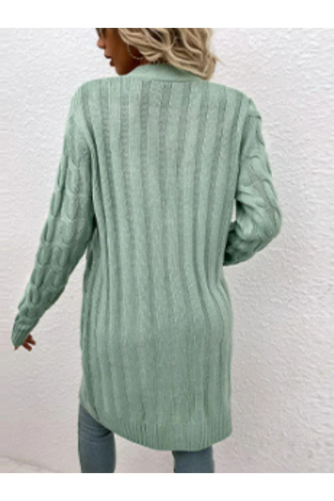 Cable-Knit Button Down Cardigan with Pockets, Multiple Colors