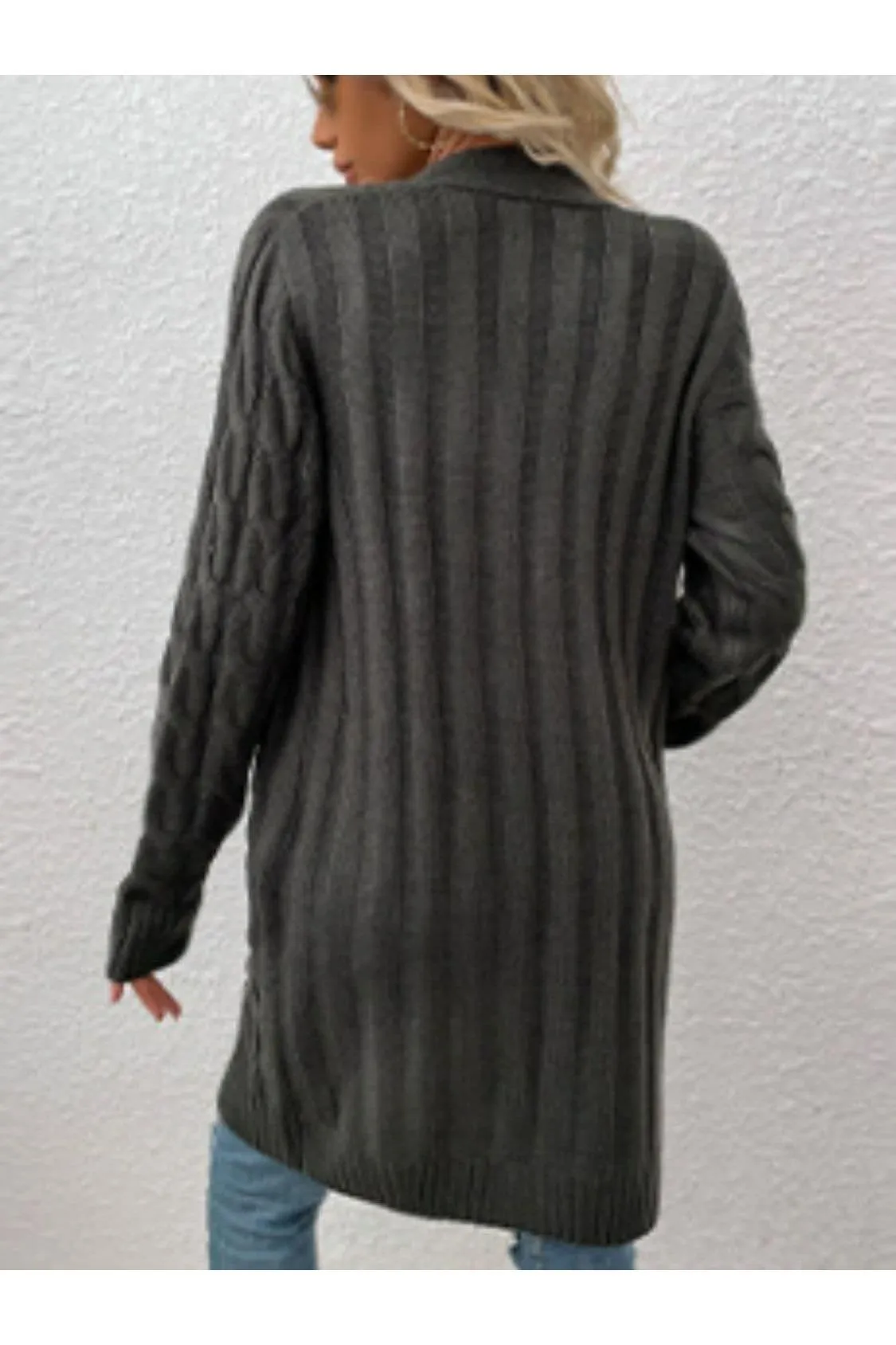 Cable-Knit Button Down Cardigan with Pockets, Multiple Colors