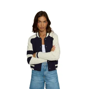 Cable Sleeve Knit Bomber