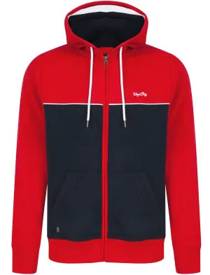 Carpenter Colour Block Zip Through Hoodie In Barados Cherry - Tokyo Laundry