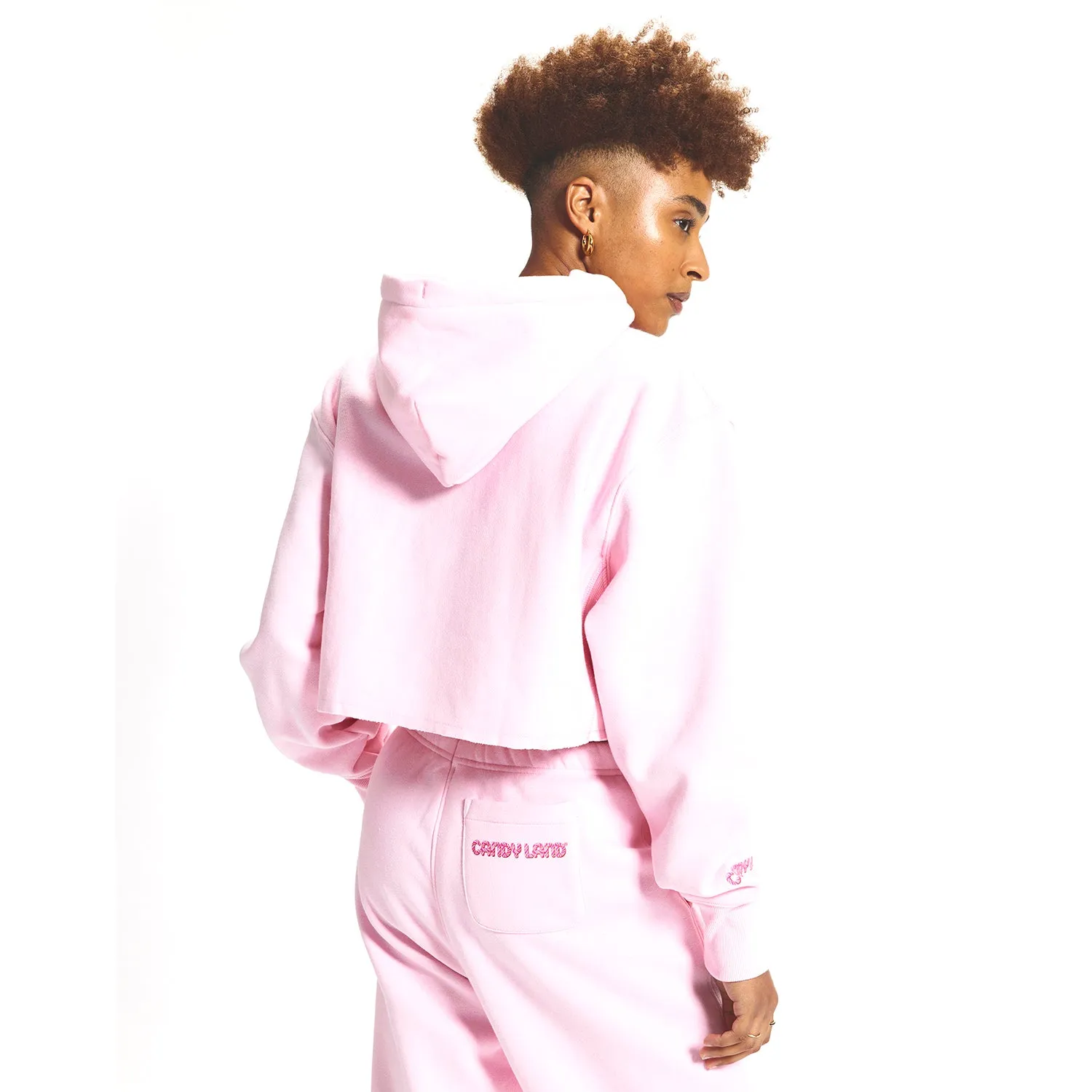 Champion Candy Land Reverse Weave Cropped Cut-Off Women's Hoodie Pink Candy
