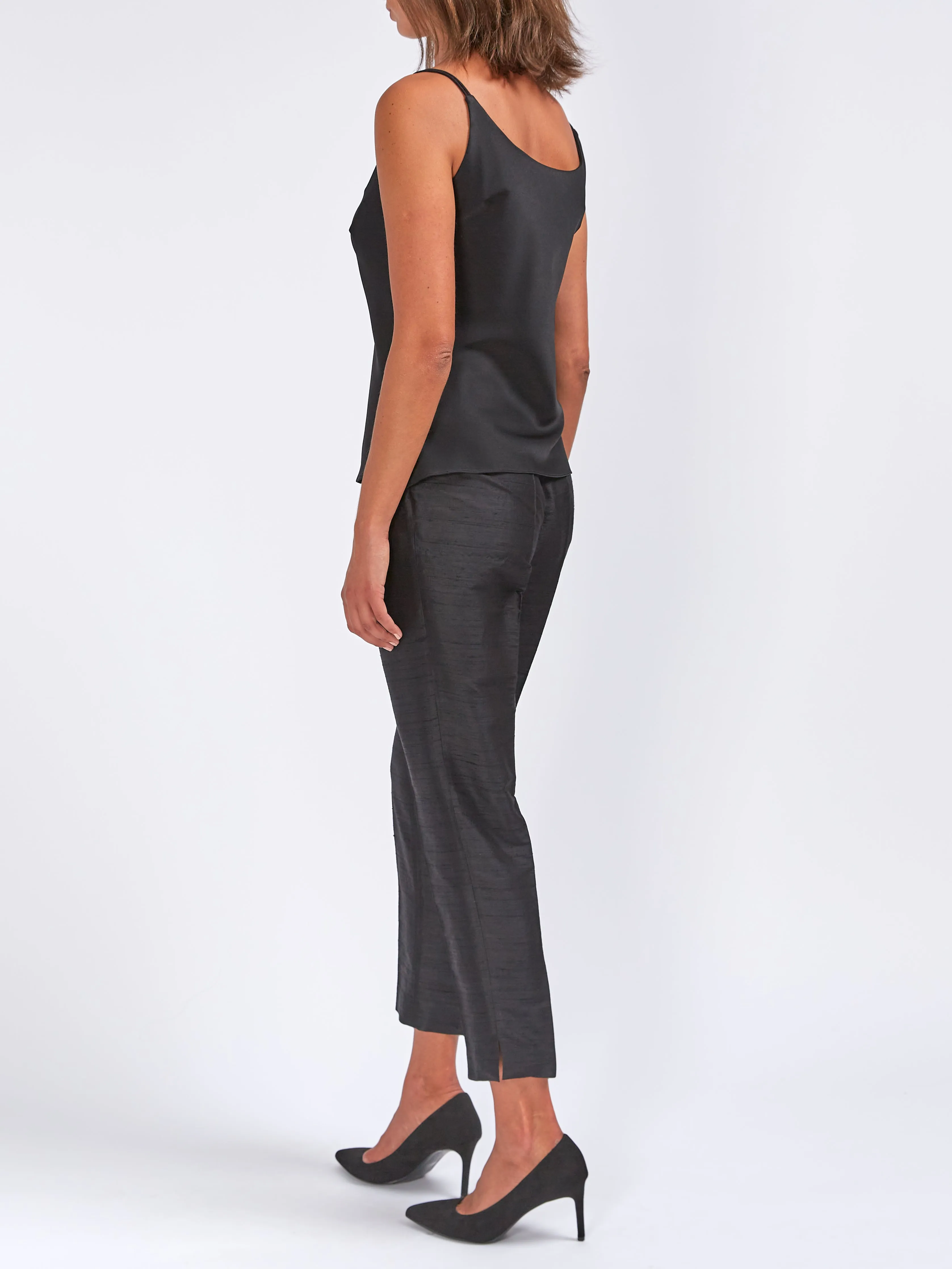 Cigarette Trousers Black Silk Douppion