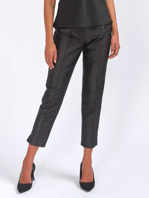 Cigarette Trousers Black Silk Douppion