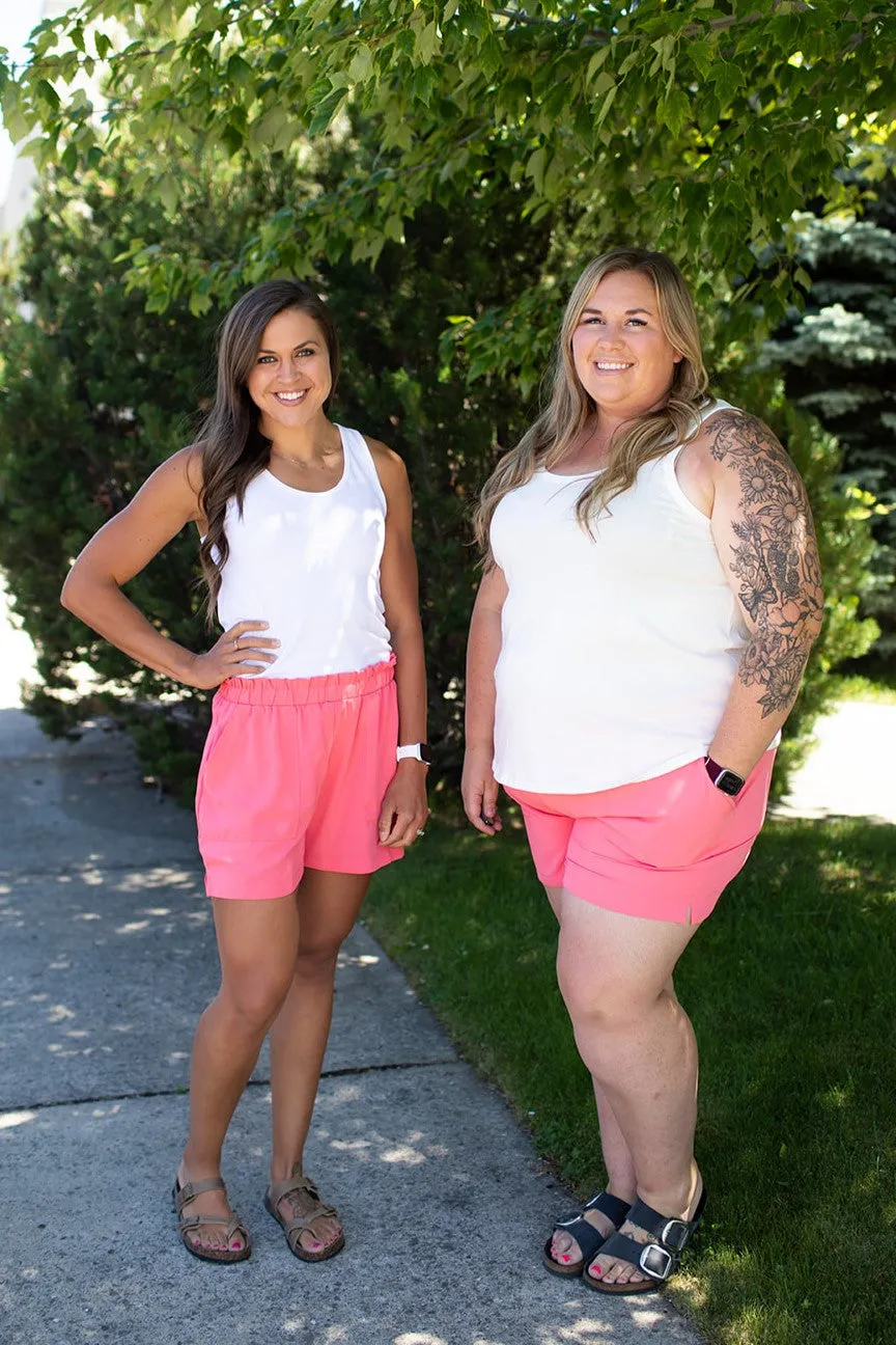 Coral Elastic Waist Pocket Easy Shorts (SM-3X)