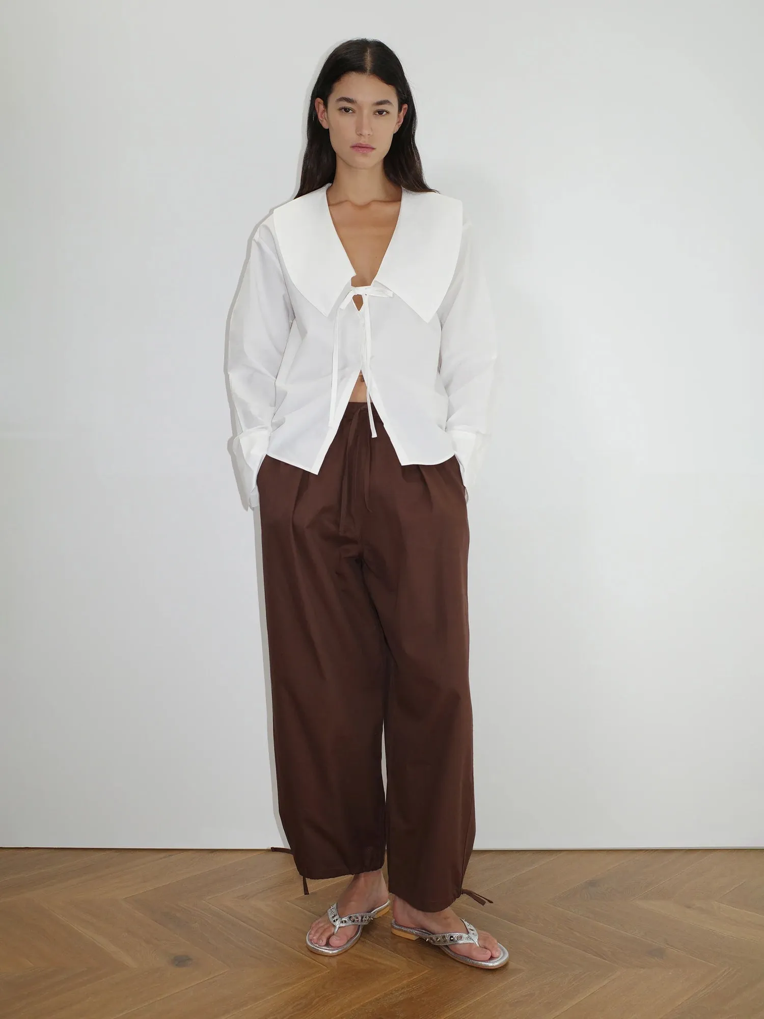 Deiji Studios Collared Tie White Shirt