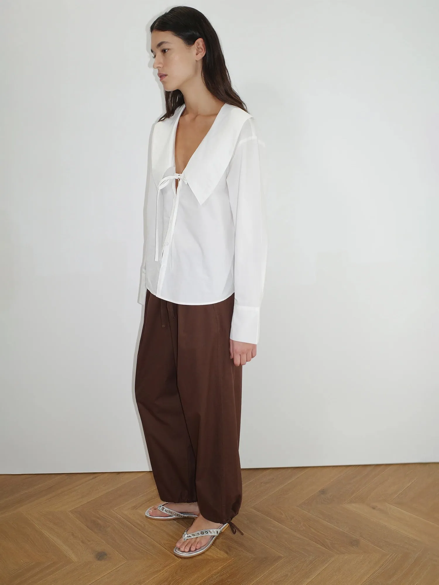 Deiji Studios Collared Tie White Shirt