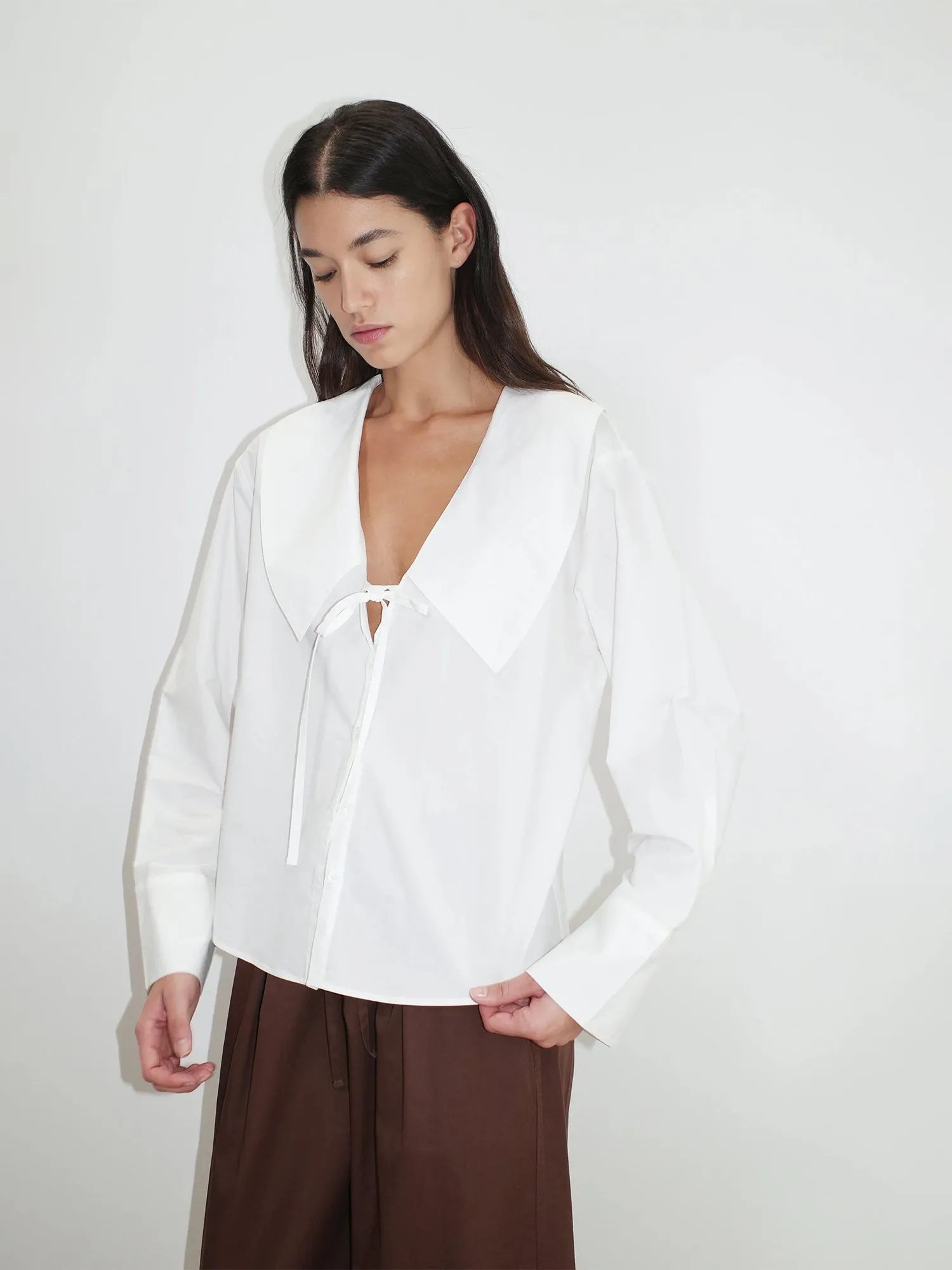 Deiji Studios Collared Tie White Shirt