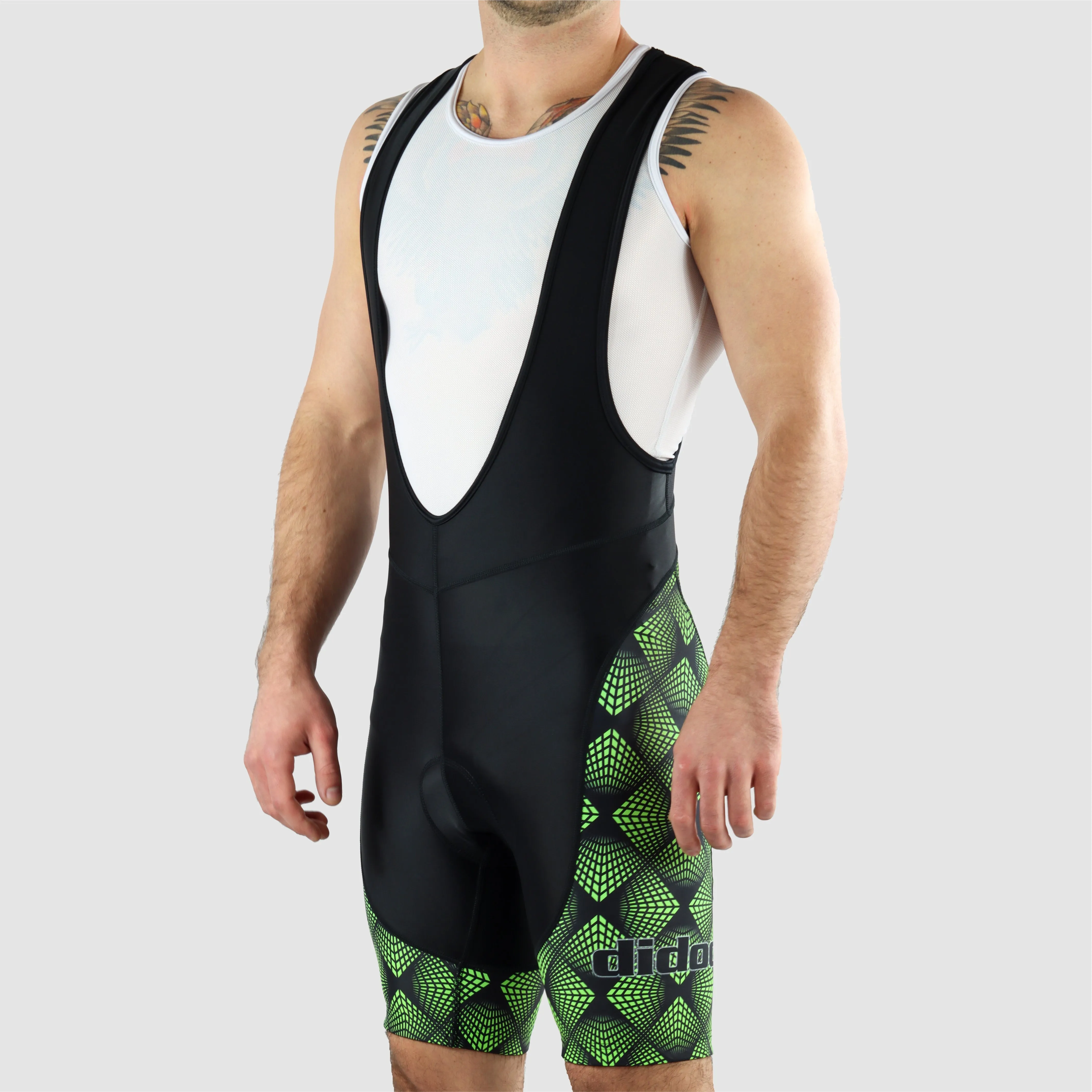 DiDOO Men's Classic Quick Dry Padded Cycling Bib Shorts Black and Green