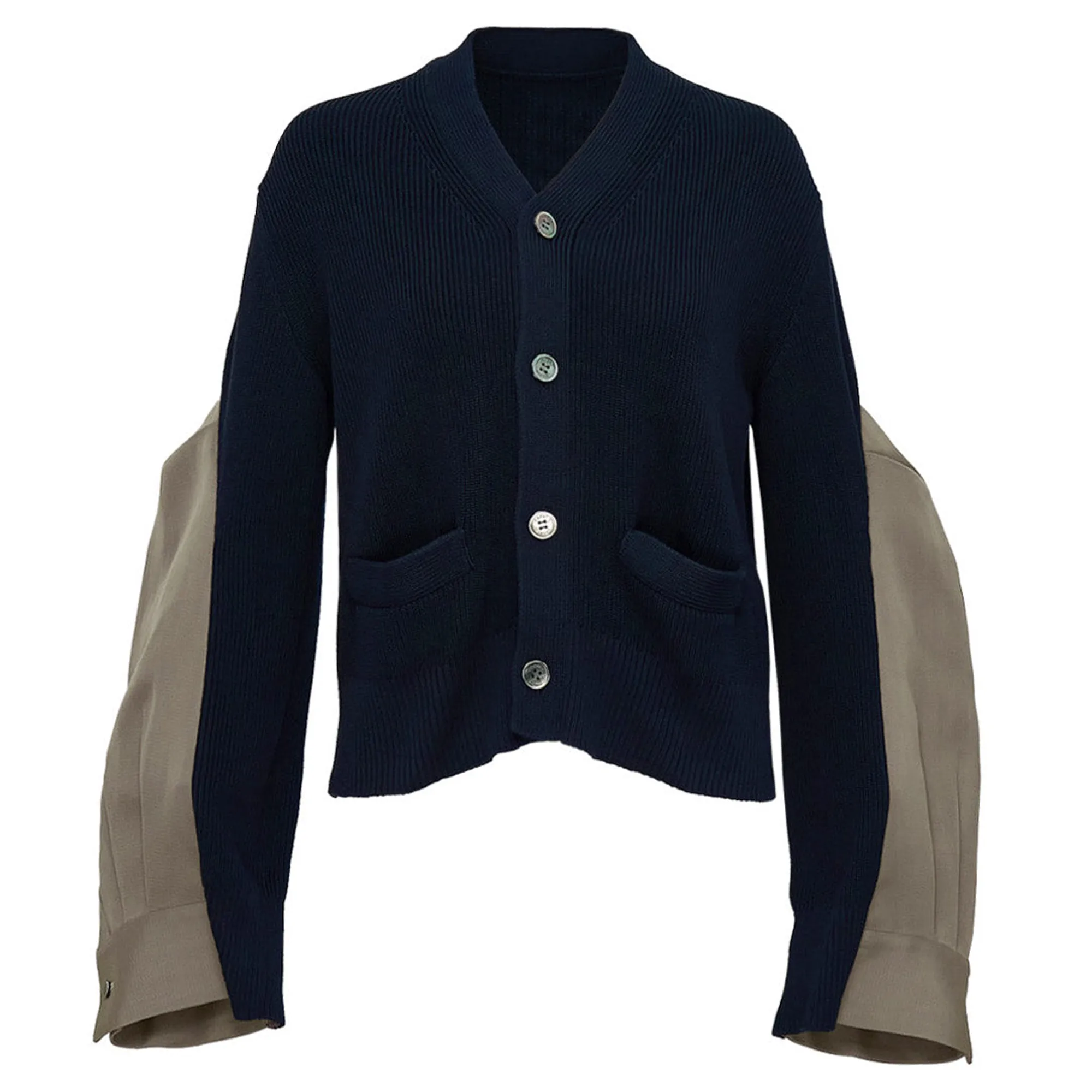 Double-Faced Silk Cotton X Knit Cardigan
