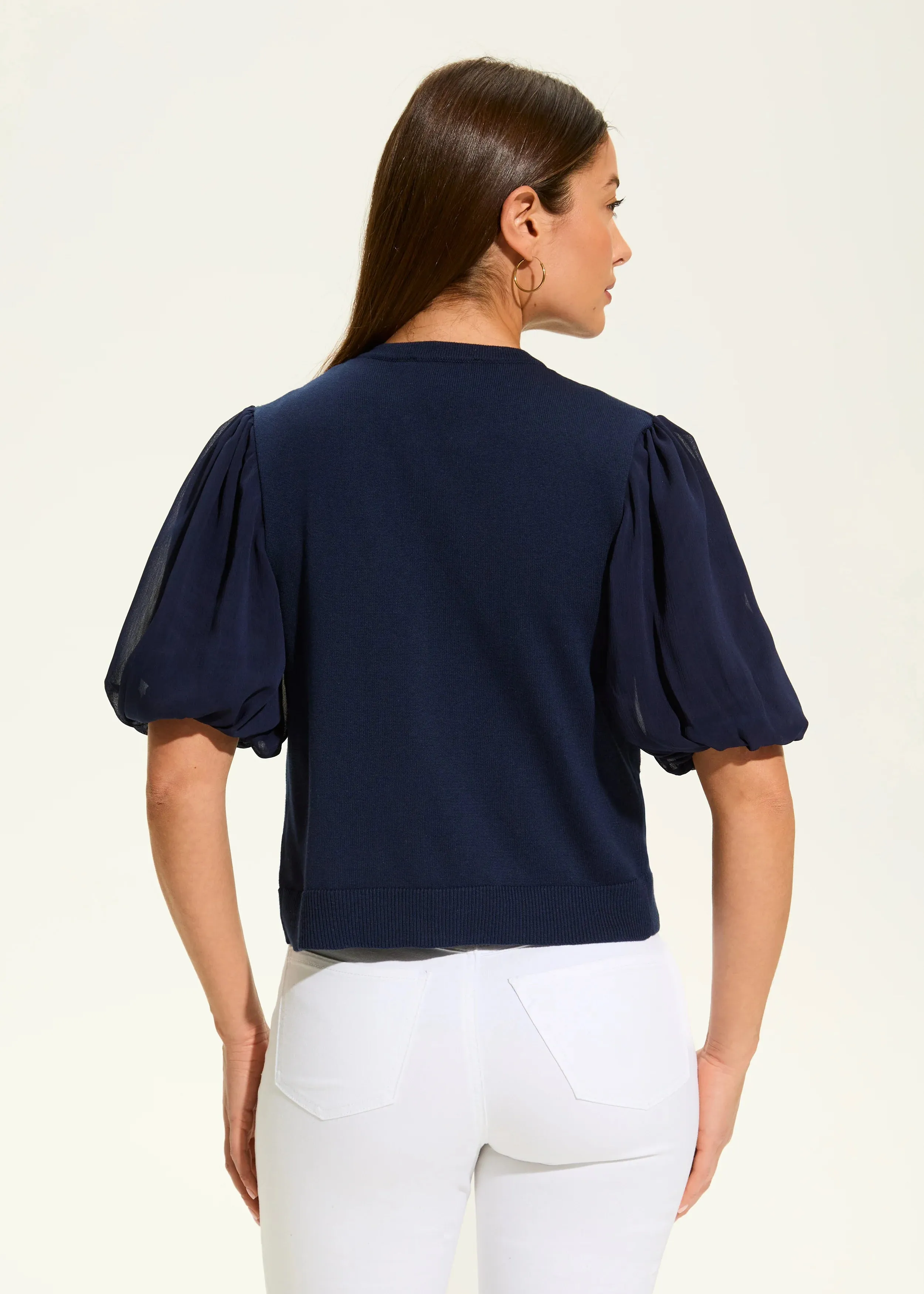 Eliana Elbow Sleeve Cardigan, Navy - FDJ French Dressing 1225787