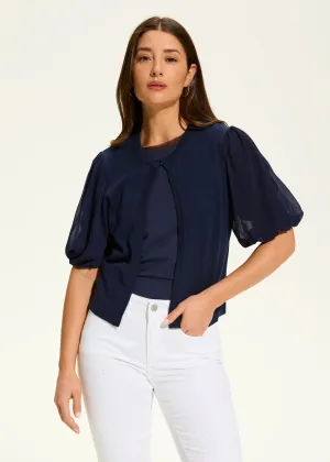 Eliana Elbow Sleeve Cardigan, Navy - FDJ French Dressing 1225787