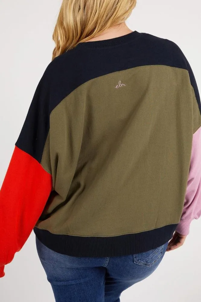 Elm Split Decision Crew Combo Navy Pink Tang