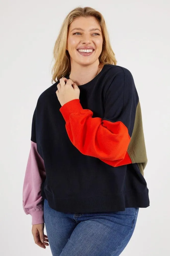 Elm Split Decision Crew Combo Navy Pink Tang