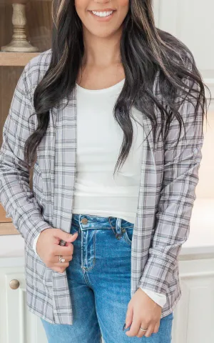 Forever Favorite Plaid Cardigan in Heather Grey #2 | Salty Wave DEAL