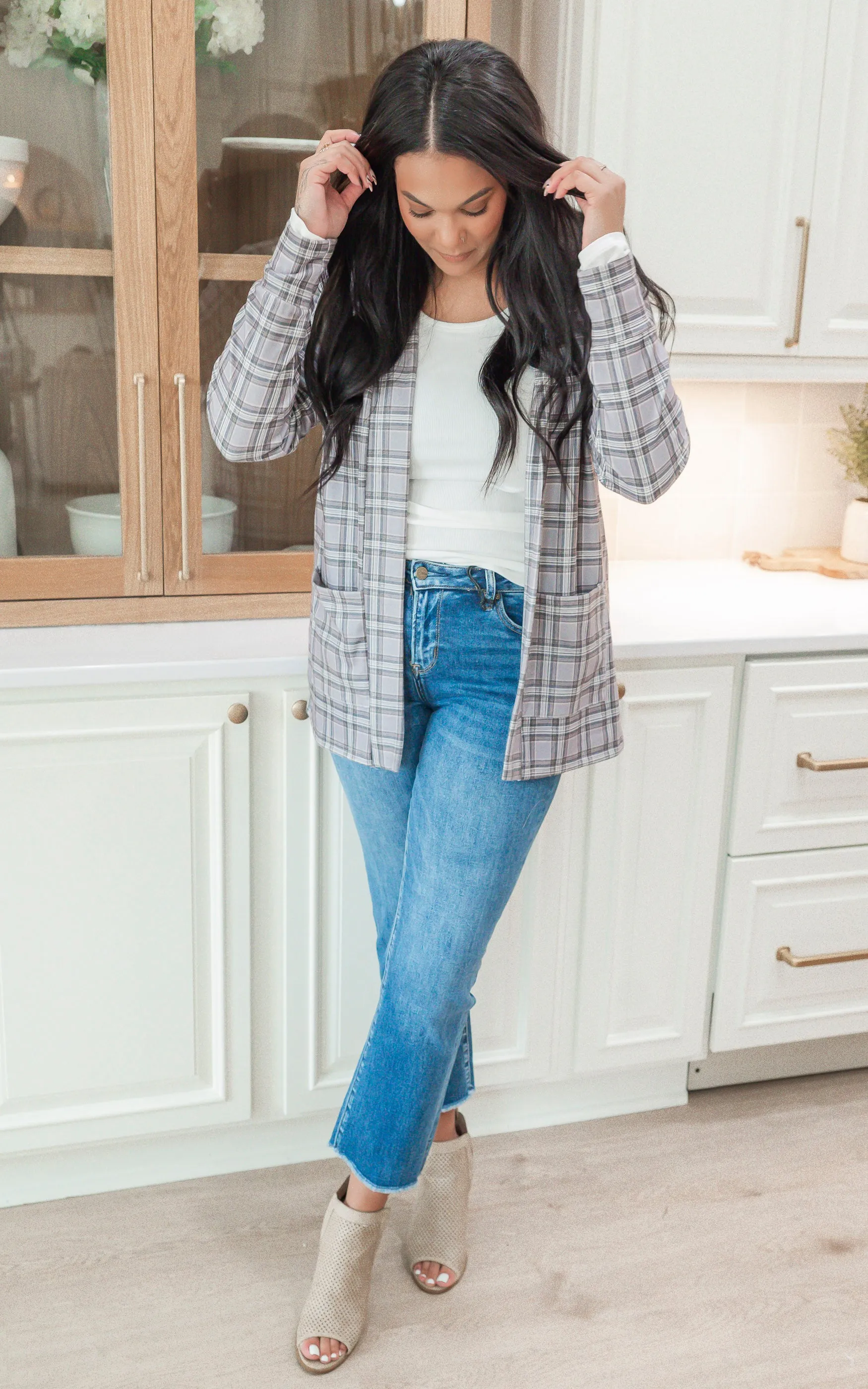 Forever Favorite Plaid Cardigan in Heather Grey #2 | Salty Wave DEAL