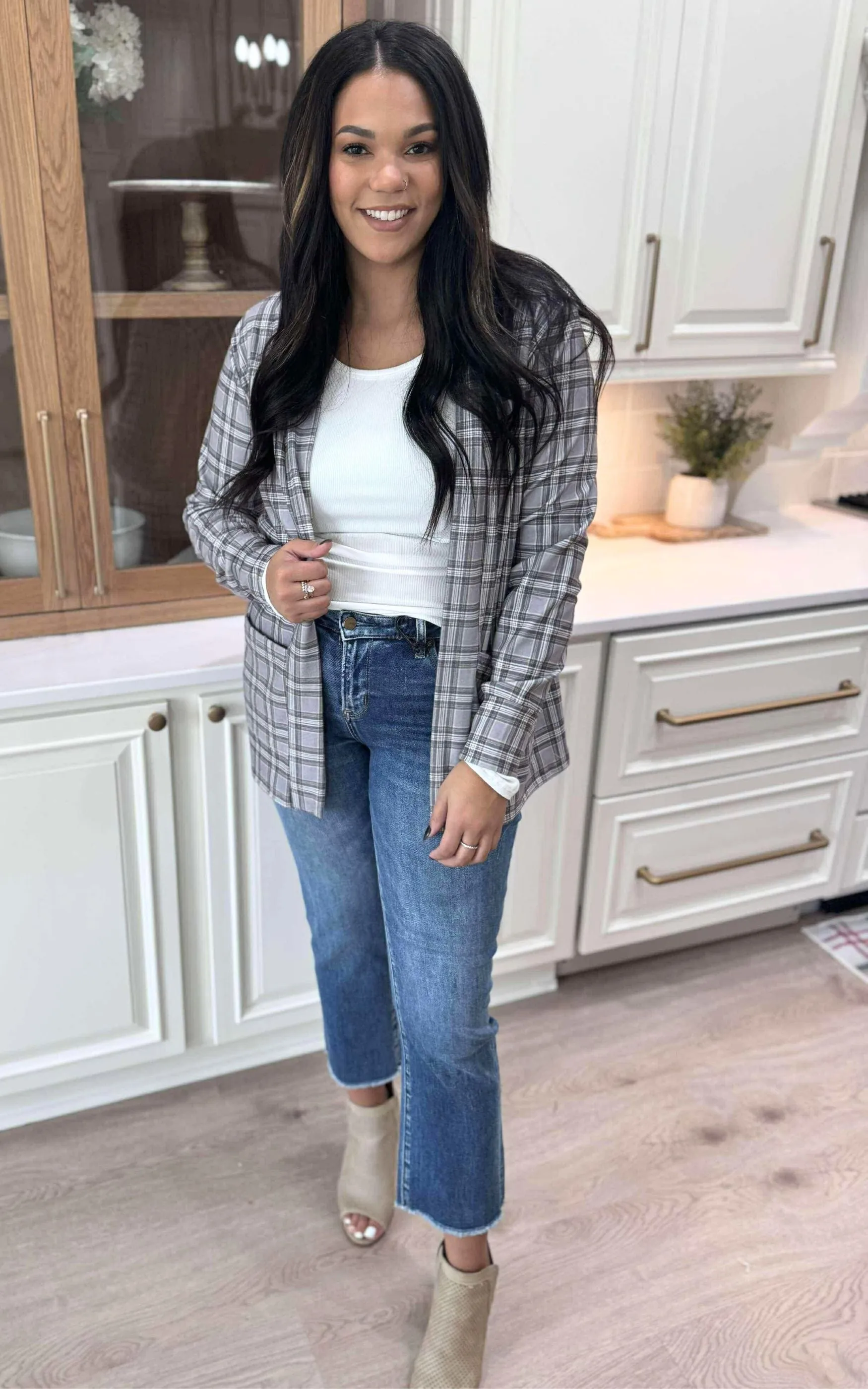 Forever Favorite Plaid Cardigan in Heather Grey #2 | Salty Wave DEAL