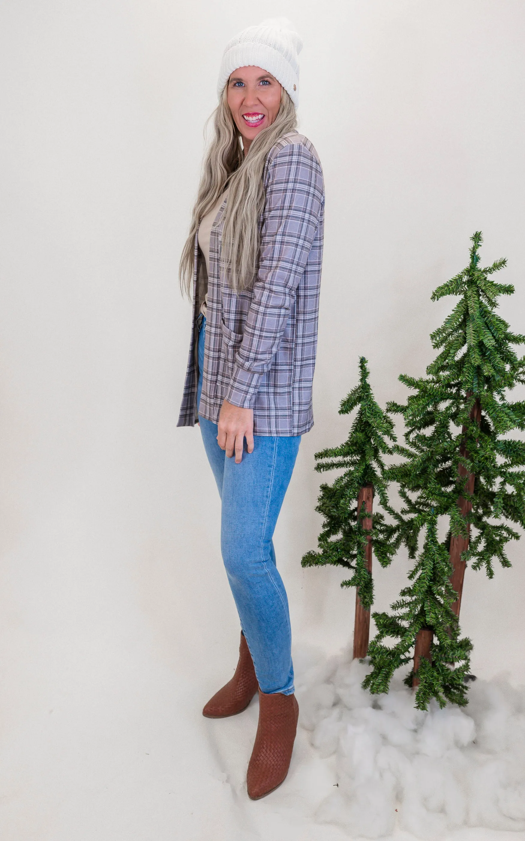 Forever Favorite Plaid Cardigan in Heather Grey #2 | Salty Wave DEAL