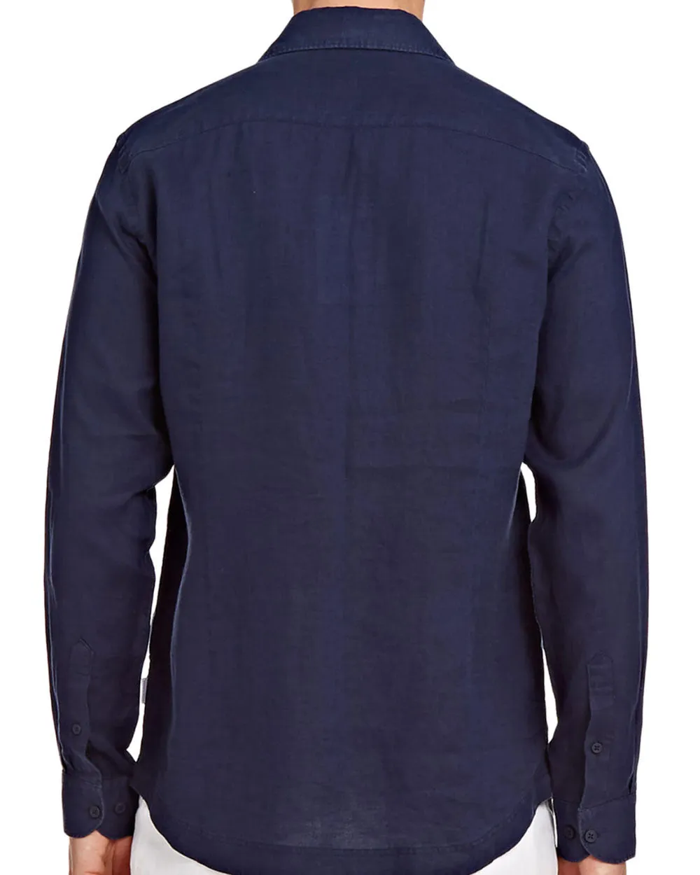 Giles Smart Linen Navy Sport Shirt