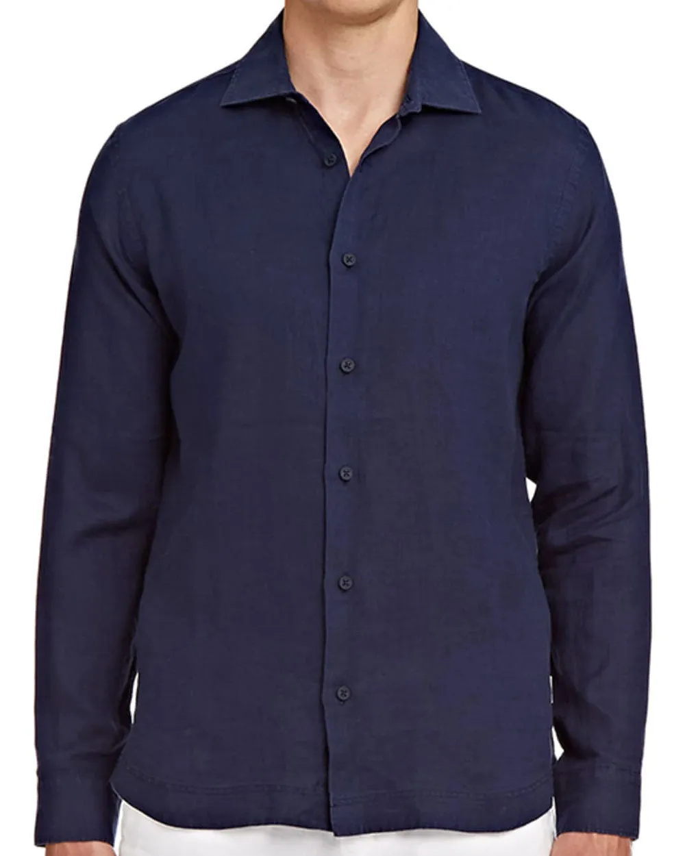 Giles Smart Linen Navy Sport Shirt