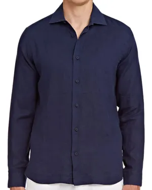 Giles Smart Linen Navy Sport Shirt