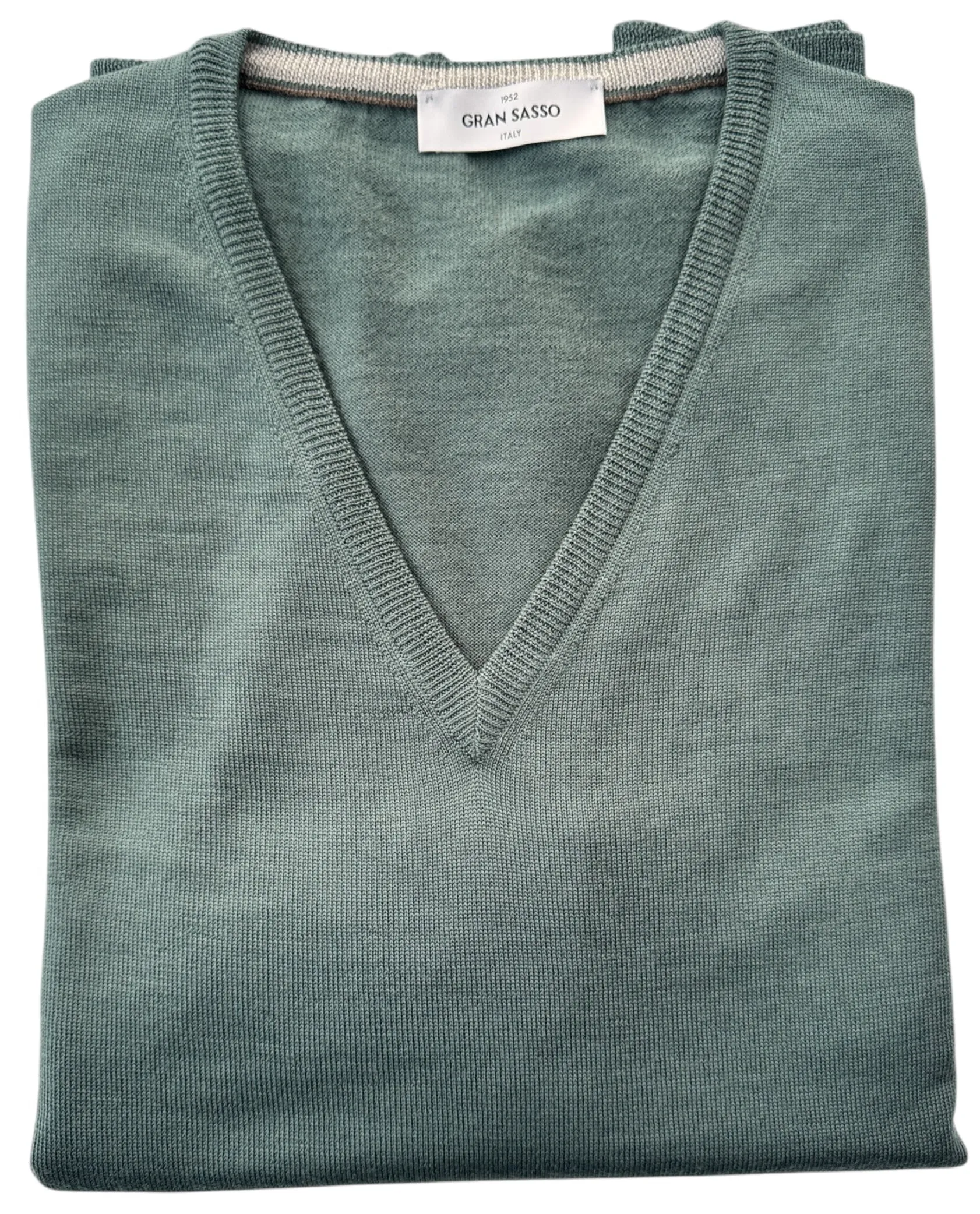 Gran Sasso Classic Merino V Neck Dusty Teal
