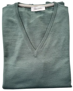 Gran Sasso Classic Merino V Neck Dusty Teal