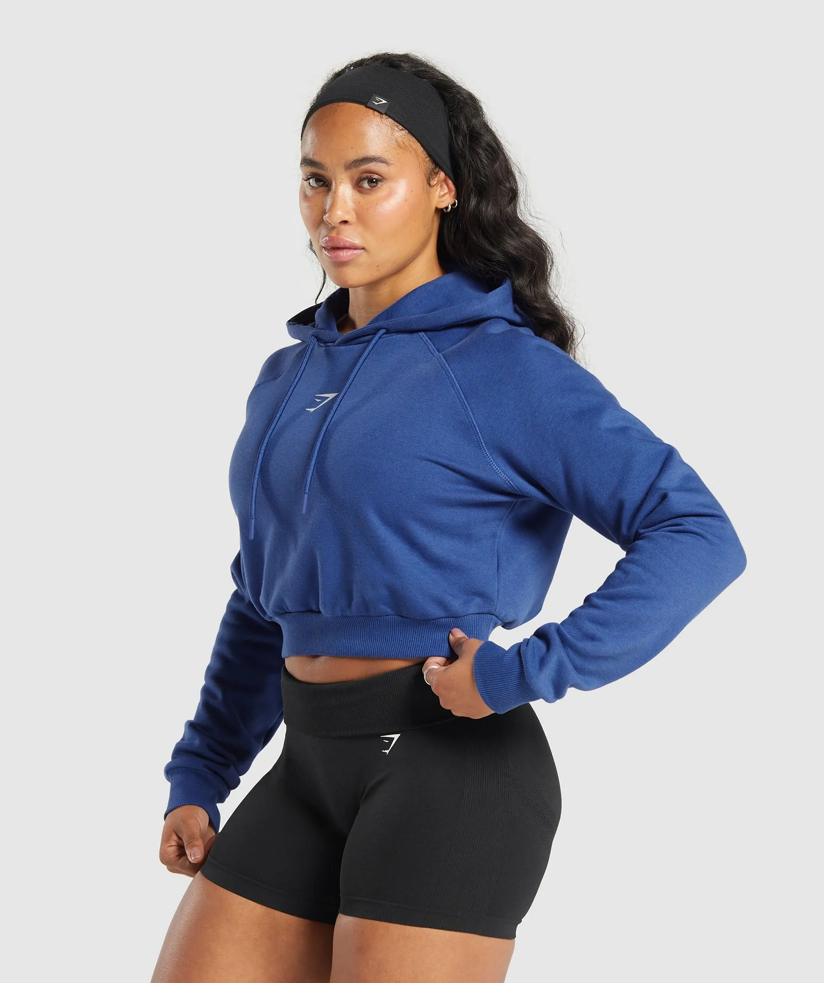 Gymshark Training Department Graphic Cropped Hoodie - Wave Blue