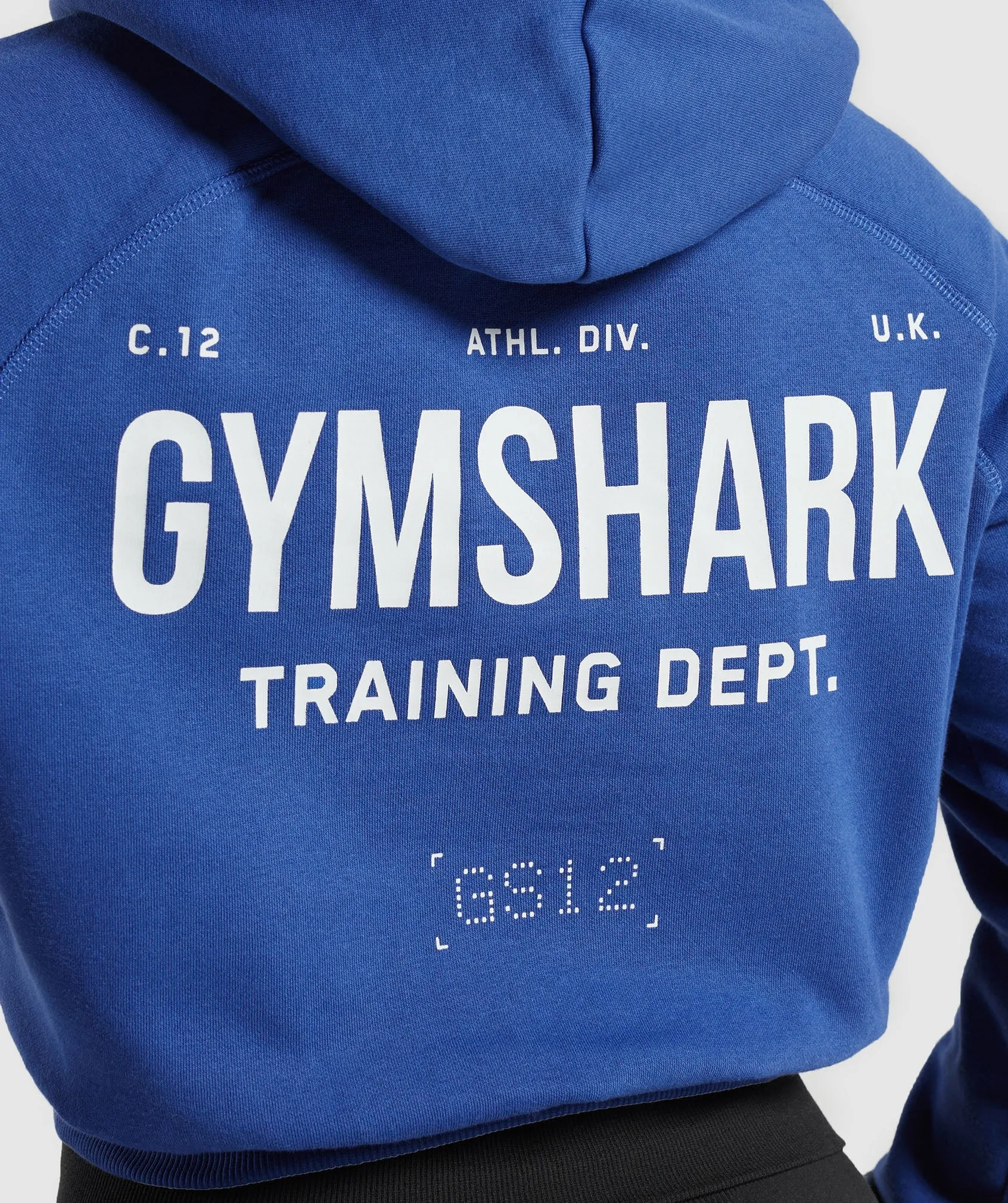 Gymshark Training Department Graphic Cropped Hoodie - Wave Blue
