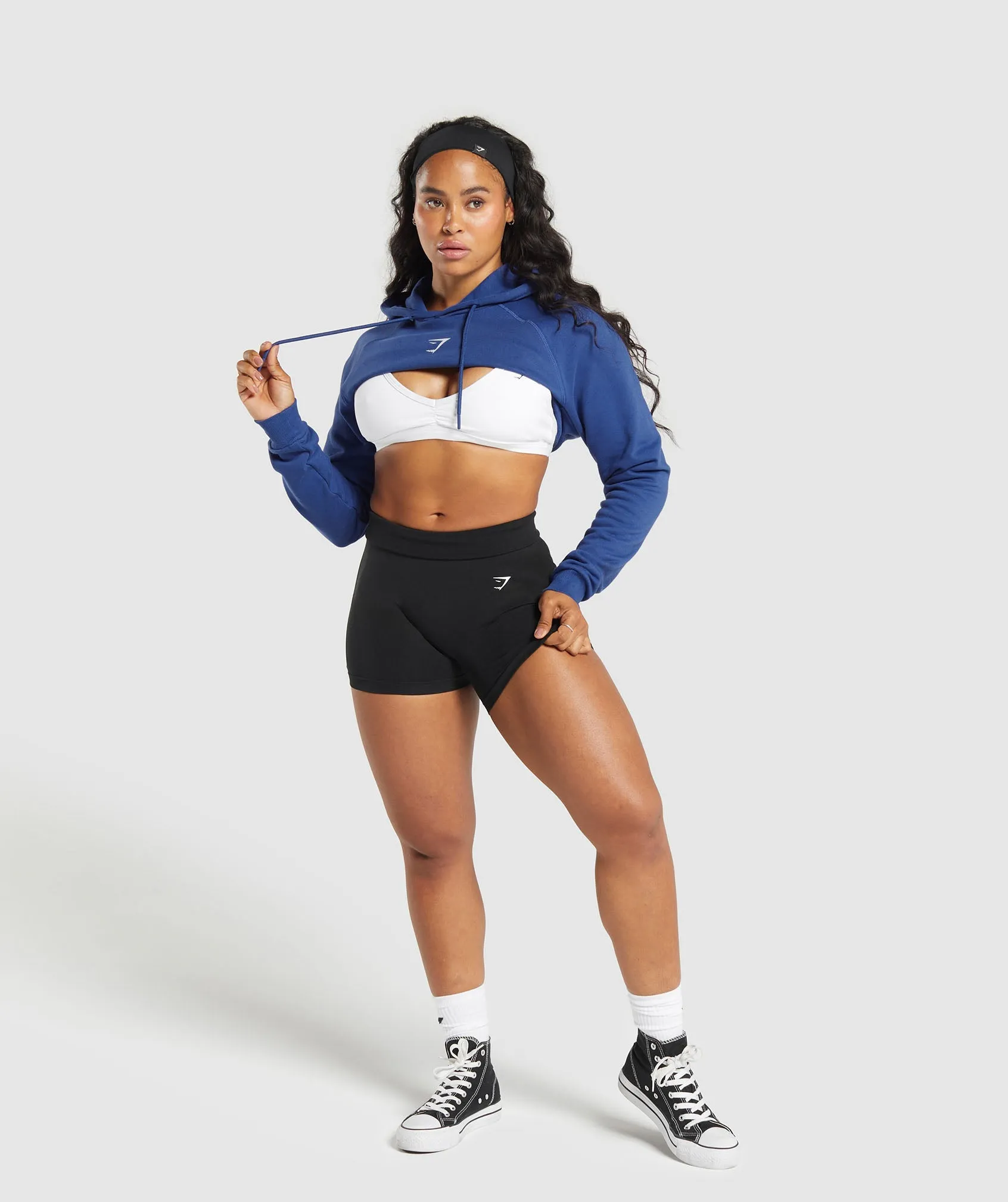Gymshark Training Department Graphic Cropped Hoodie - Wave Blue