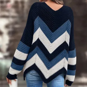 Harriett | Elegant Stripe Sweater – Stylish Chevron Pattern, Soft Comfort
