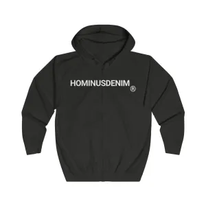 HominusDenim® Grunge Logo Zip Hoodie