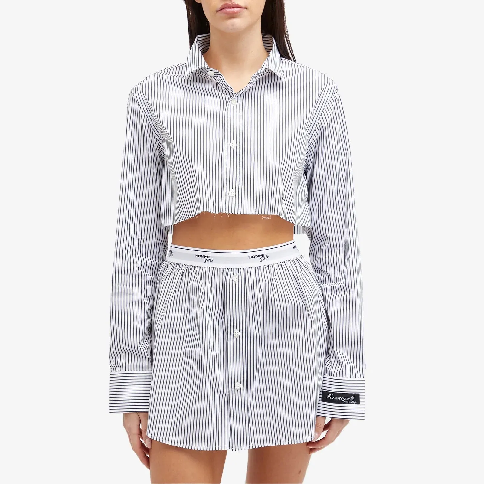 Hommegirls Cropped Shirt, white/black
