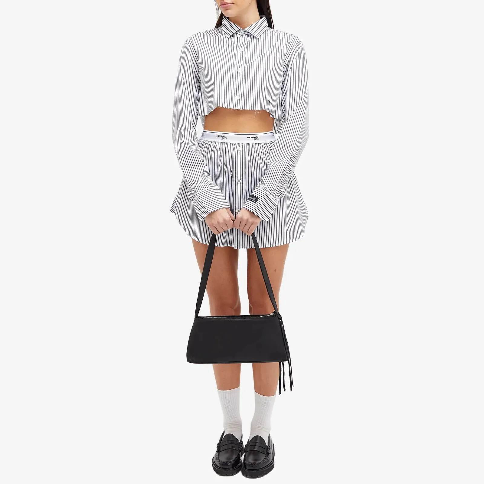 Hommegirls Cropped Shirt, white/black
