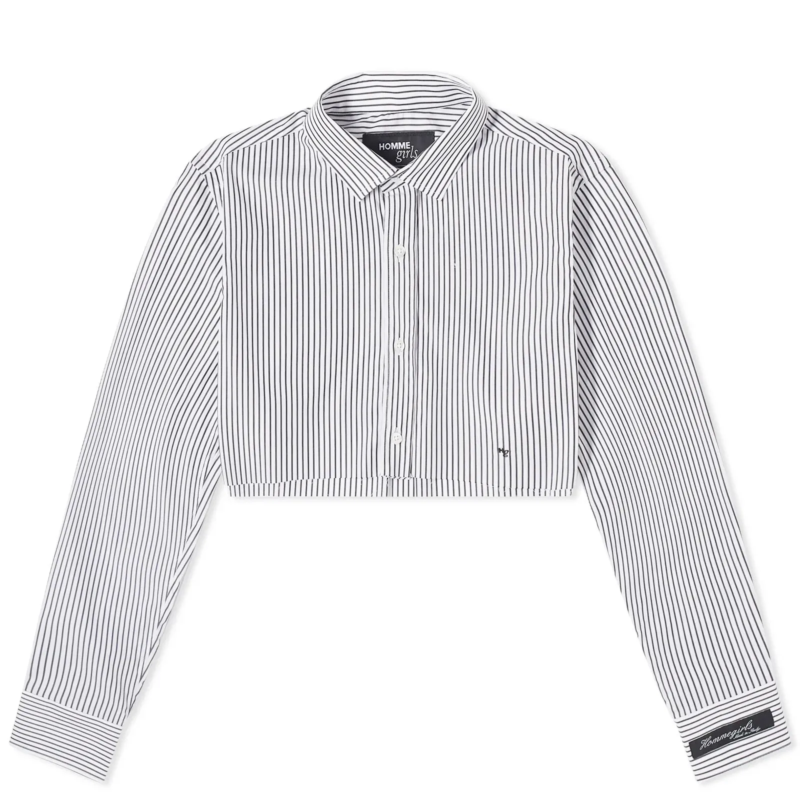 Hommegirls Cropped Shirt, white/black
