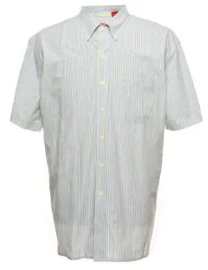 Izod Striped Light Blue & Light Green Short Sleeve Shirt - XL