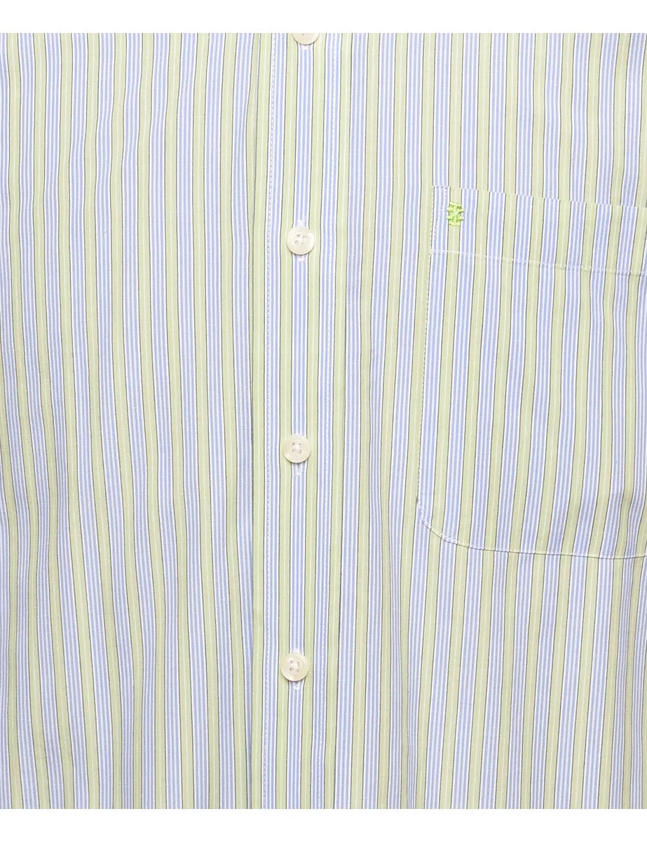 Izod Striped Light Blue & Light Green Short Sleeve Shirt - XL