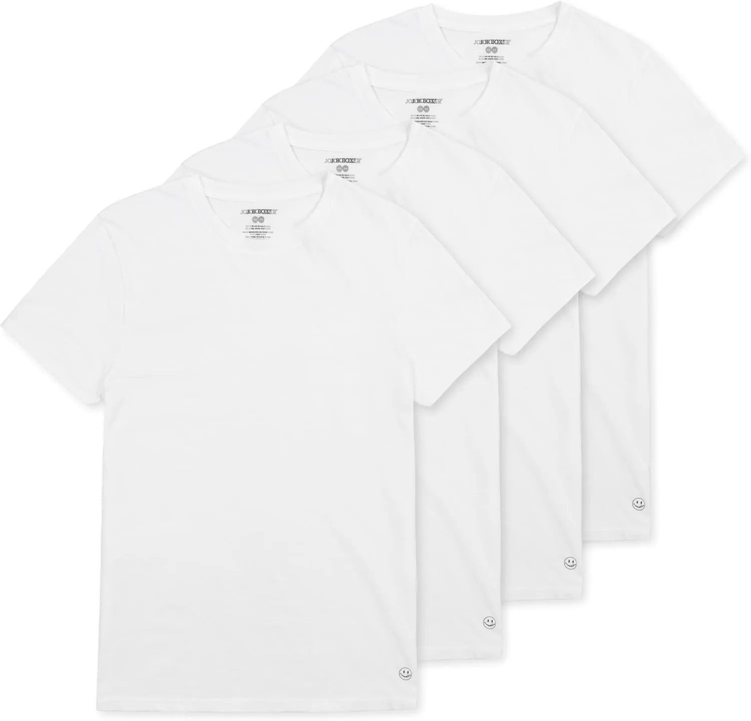 JOE BOXER White Undershirts for Men Pack of 4, Men's T-Shirts 4-Pack, Tag Free, Breathable Cotton-Poly Knit