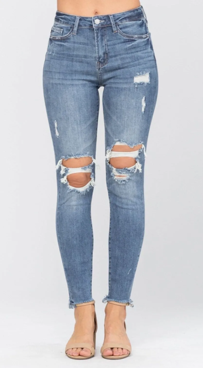 Judy Blue High Waste Distressed Ripped Jeans